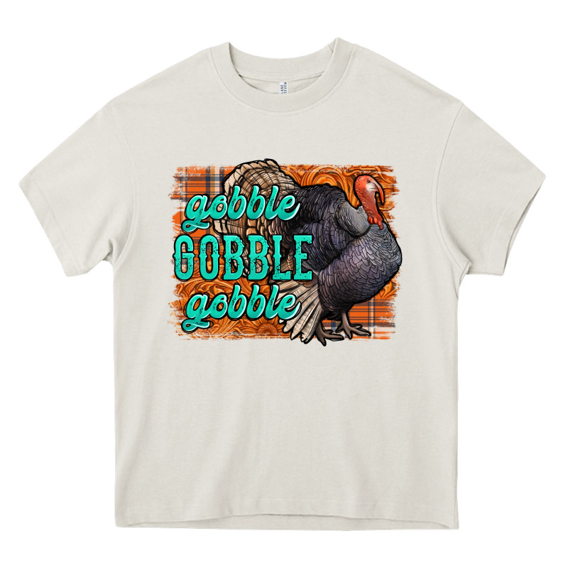 Thanksgiving Turkey Gobble Gobble Heavy Core Tee by NancyCooperArtShop | Teevron
