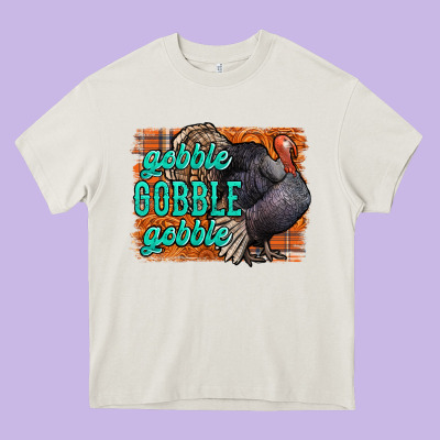 Thanksgiving Turkey Gobble Gobble Heavy Core Tee Designed By Nancycooperartshop
