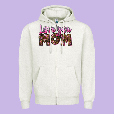 Love You Mom Mother's Day Zipper Hoodie Designed By Fadigitalartstudio