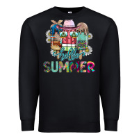 Black Hello Summer Premium Sweatshirt - CowhideDigitalArt
