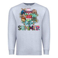 Heather Grey Hello Summer Premium Sweatshirt - CowhideDigitalArt