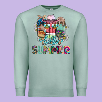 Hello Summer Premium Sweatshirt Designed By Cowhidedigitalart