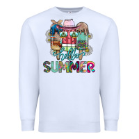 White Hello Summer Premium Sweatshirt - CowhideDigitalArt