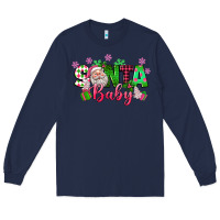 Navy santa baby pink christmas Long Sleeve Tee - texasbilliewilder
