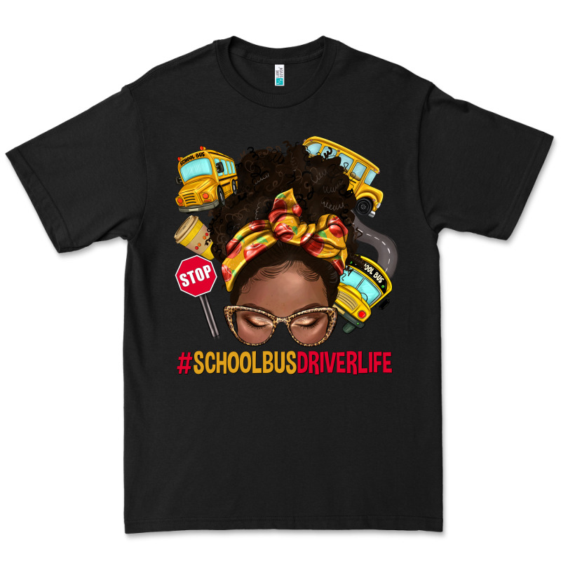 School Bus Driver Life Afro Messy Bun Premium Tee by NancyCooperArtShop | Teevron