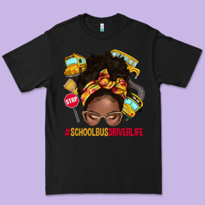 School Bus Driver Life Afro Messy Bun Premium Tee Designed By Nancycooperartshop
