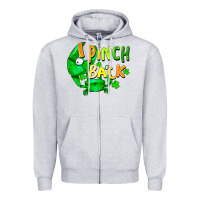 Heather Grey I pinch back with crab st. patricks day Zipper Hoodie - FaDigitalArtStudio