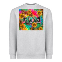 Heather Grey Mom rainbow sunflower Heavyweight Sweatshirt - CowGirlArtShop