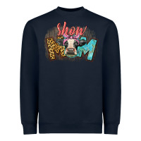 Navy Show mom cow Heavyweight Sweatshirt - CowGirlArtShop