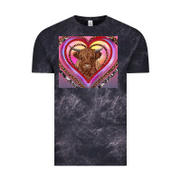 Cloud Black highland cow valentine's day Vintage Tee - RanaPortraitStore
