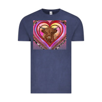 Vintage Denim highland cow valentine's day Vintage Tee - RanaPortraitStore