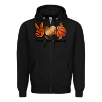 Black Peace Love Basketball Zipper Hoodie - FaDigitalArtStudio