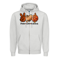Dove Grey Peace Love Basketball Zipper Hoodie - FaDigitalArtStudio