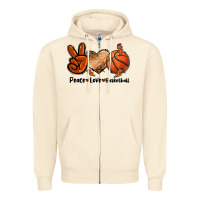 Sandshell Peace Love Basketball Zipper Hoodie - FaDigitalArtStudio