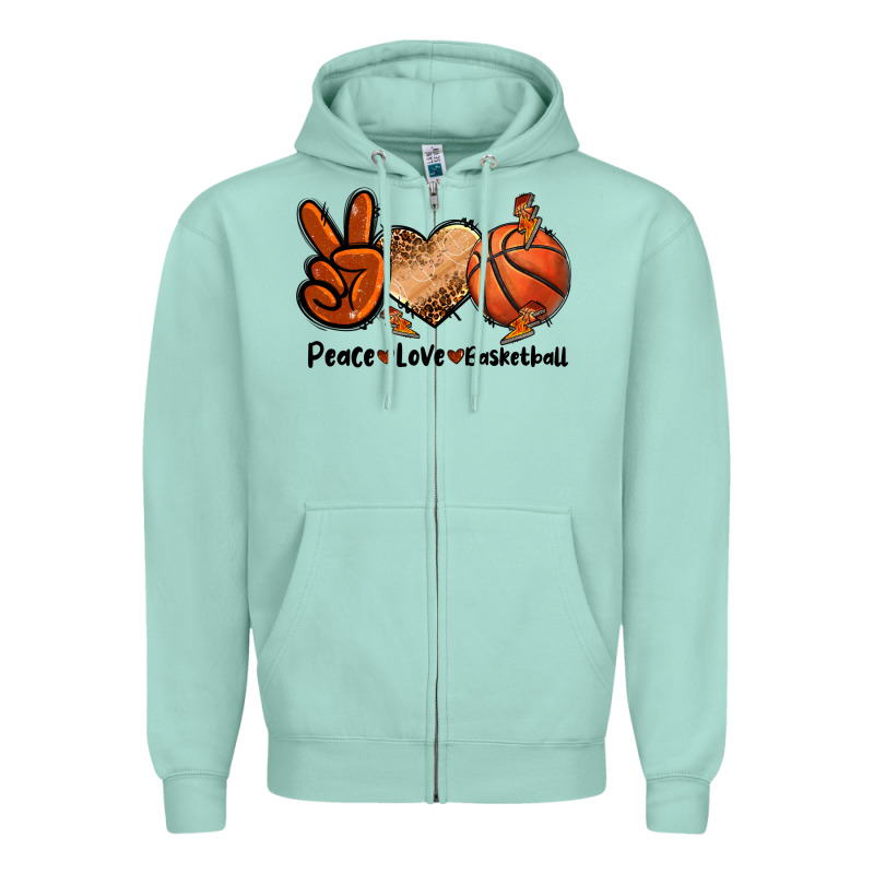Peace Love Basketball Zipper Hoodie by FaDigitalArtStudio | Teevron