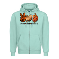 Seafoam Peace Love Basketball Zipper Hoodie - FaDigitalArtStudio