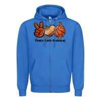 True Royal Peace Love Basketball Zipper Hoodie - FaDigitalArtStudio