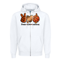 White Peace Love Basketball Zipper Hoodie - FaDigitalArtStudio