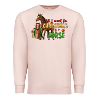 Pale Pink All I Want For Christmas Is A Horse Premium Sweatshirt - LillyAllenDesigns