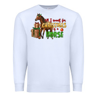 White All I Want For Christmas Is A Horse Premium Sweatshirt - LillyAllenDesigns