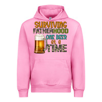 Fuchsia Pink surviving fatherhood one beer at a  time Urban Hoodie - Artiststas