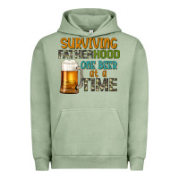 Pigment Oil Green surviving fatherhood one beer at a  time Urban Hoodie - Artiststas