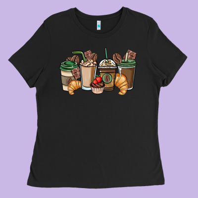 Coffee Coffee Cups Ladies Tee Designed By Nancycooperartshop