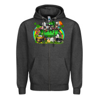 Charcoal Heather St. Patrick's Day farm animal truck Zipper Hoodie - FaDigitalArtStudio