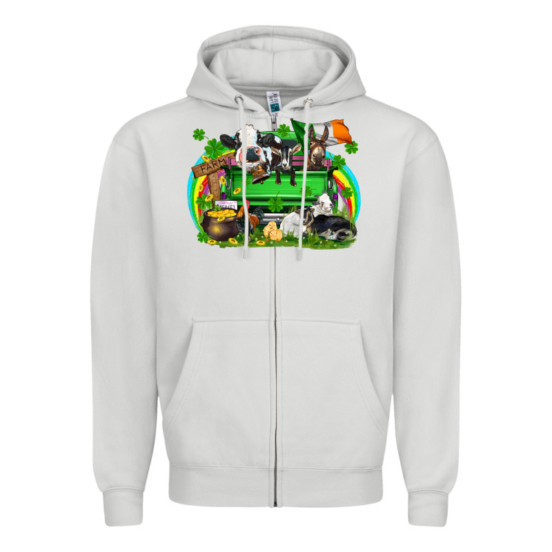 St. Patrick's Day Farm Animal Truck Zipper Hoodie by FaDigitalArtStudio | Teevron