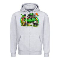 Heather Grey St. Patrick's Day farm animal truck Zipper Hoodie - FaDigitalArtStudio