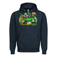 Navy St. Patrick's Day farm animal truck Zipper Hoodie - FaDigitalArtStudio