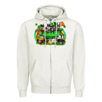 Oatmeal Heather St. Patrick's Day farm animal truck Zipper Hoodie - FaDigitalArtStudio