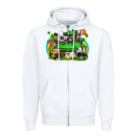 White St. Patrick's Day farm animal truck Zipper Hoodie - FaDigitalArtStudio
