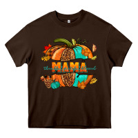 Chocolate Brown Thankful grateful blessed mama pumpkin Heavy Core Tee - NancyCooperArtShop