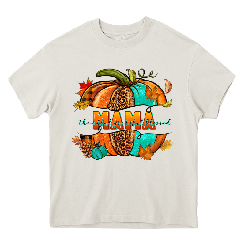 Thankful Grateful Blessed Mama Pumpkin Heavy Core Tee by NancyCooperArtShop | Teevron