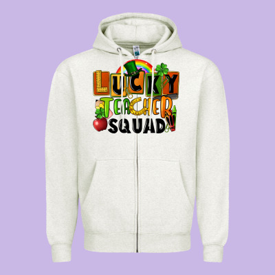 Lucky Teacher Squad St. Patricks Day Zipper Hoodie Designed By Fadigitalartstudio