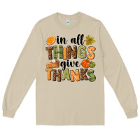 Mushroom In all things give thanks Long Sleeve Tee - NancyCooperArtShop