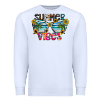 White Summer Vibes Premium Sweatshirt - CowhideDigitalArt