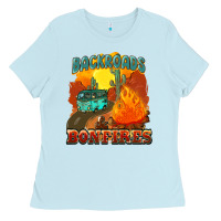 Baby Blue backroads and bonfire Ladies Tee - NancyCooperArtShop