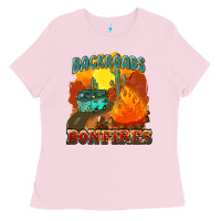 Bubblegum Pink backroads and bonfire Ladies Tee - NancyCooperArtShop