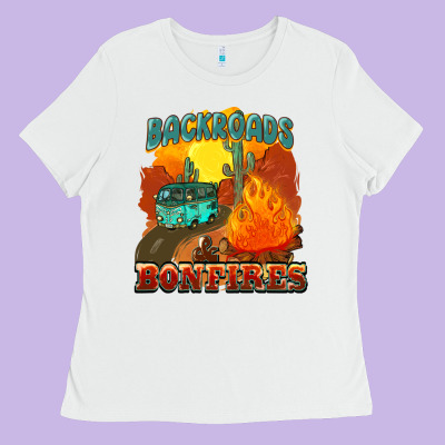 Backroads And Bonfire Ladies Tee Designed By Nancycooperartshop