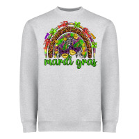 Heather Grey Mardi Gras rainbow and masks Heavyweight Sweatshirt - HowdyJamesFarm