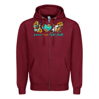 Burgundy peace love bull skull bbs Zipper Hoodie - BundleAndBundleShop