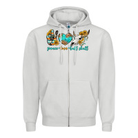Dove Grey peace love bull skull bbs Zipper Hoodie - BundleAndBundleShop