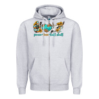 Heather Grey peace love bull skull bbs Zipper Hoodie - BundleAndBundleShop