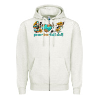 Oatmeal Heather peace love bull skull bbs Zipper Hoodie - BundleAndBundleShop
