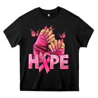 Black Hope Breast Cancer Caucasian hand nails Heavy Core Tee - NancyCooperArtShop