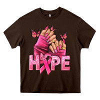 Chocolate Brown Hope Breast Cancer Caucasian hand nails Heavy Core Tee - NancyCooperArtShop