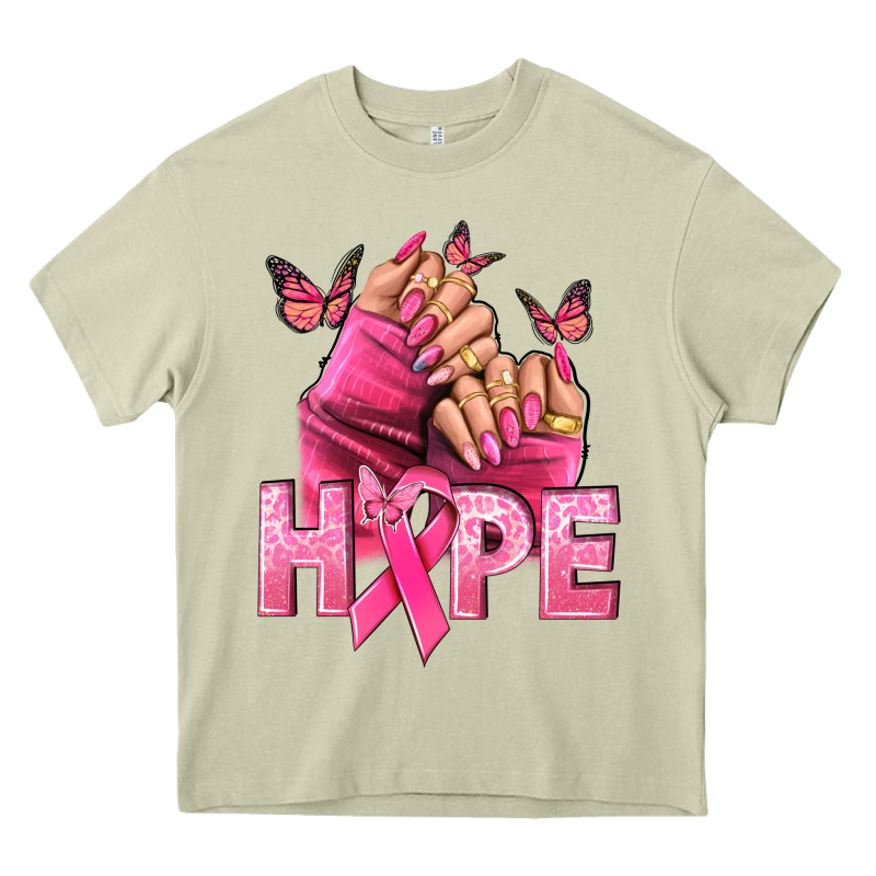 Hope Breast Cancer Caucasian Hand Nails Heavy Core Tee by NancyCooperArtShop | Teevron