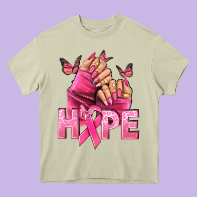 Hope Breast Cancer Caucasian Hand Nails Heavy Core Tee Designed By Nancycooperartshop
